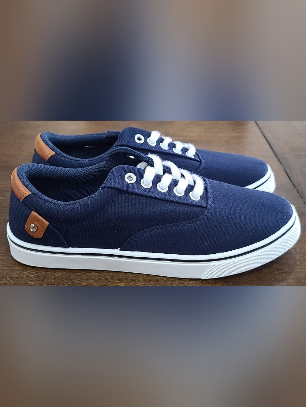 Lands' End Navy Canvas Low-Top Sneakers - Classic Casual Men's